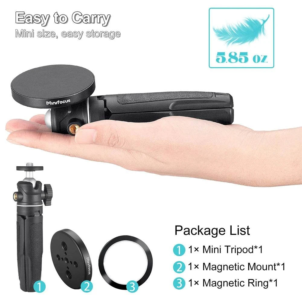 Magnetic Smartphone Tripod for MagSafe, Mini Extendable Selfie Stick 360° Ball Head Tripod Stand Handle Grip for iPhone 14 13 12 - SMSB 66