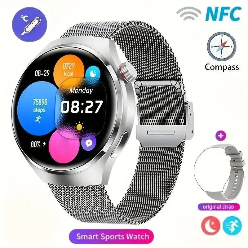 NFC Men's Smart Watch with 1.43-inch AMOLED screen, Bluetooth call, heart rate, and outdoor sports tracking