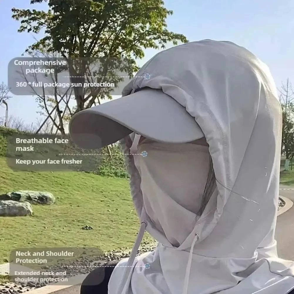 Fishing Hat With Mask Summer Sun Protection Wide Brim Women Men Sun Cap Mountaineering Hunting Hiking ﻿ - SMSB 66