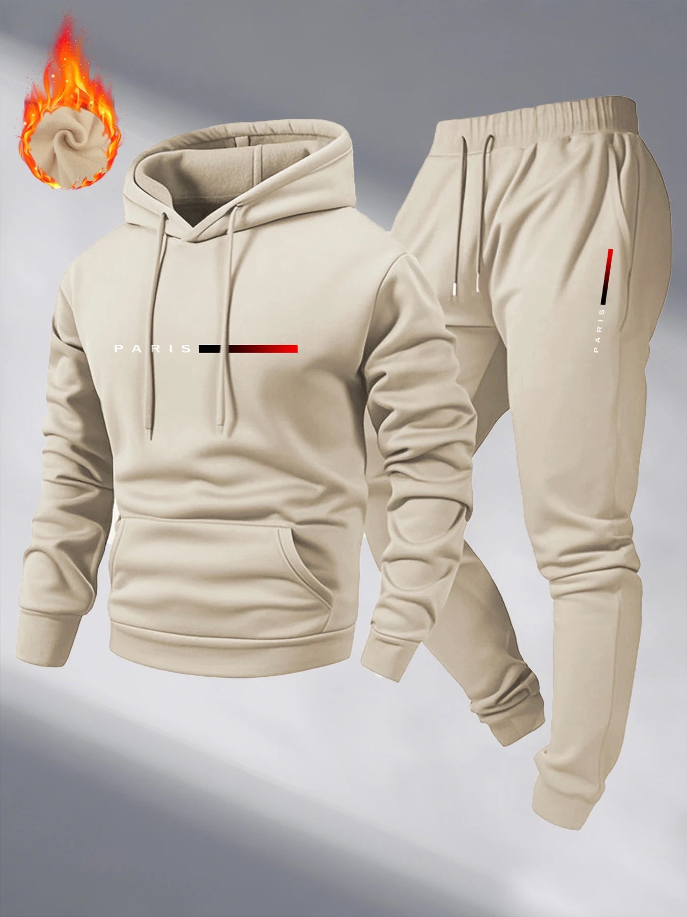 Paris Print Fashion Men's Hooded Tracksuit 2pcs Set High Quality Male Daily Casual Sports Jogging Home Outdoor Hoodie Outftis - SMSB 66