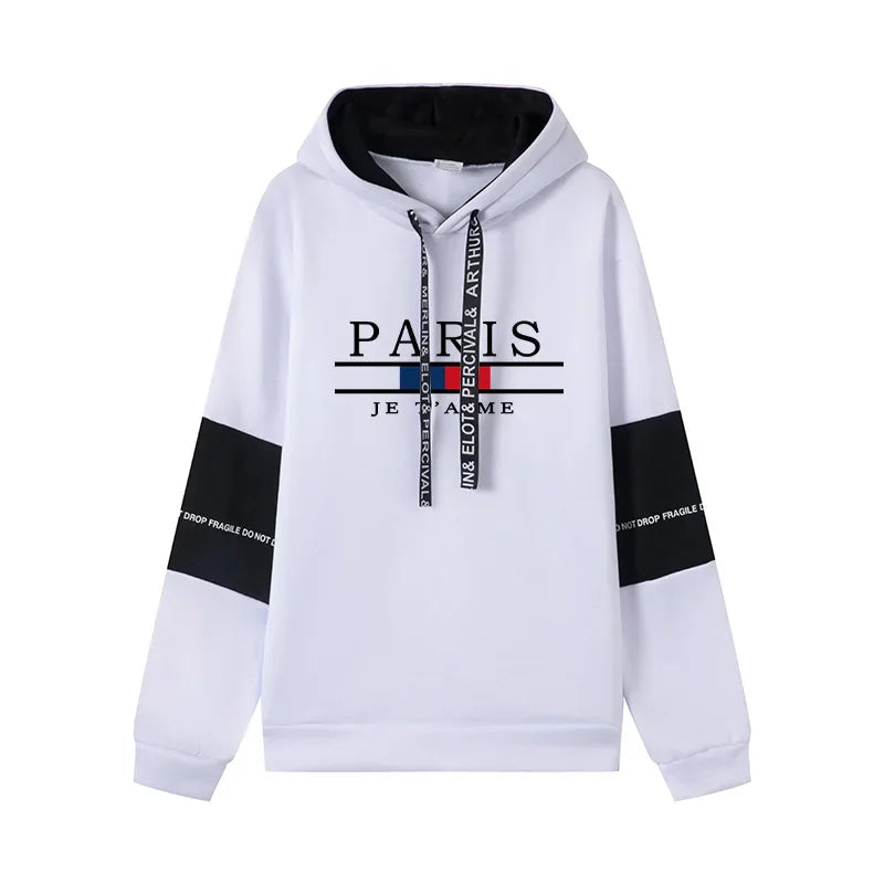 Autumn Winter Men Tracksuit Printing Casual Hooded Sweatshirt+Sweatpants 2 Piece Set Luxury Black White Daily Commuting Clothing - SMSB 66