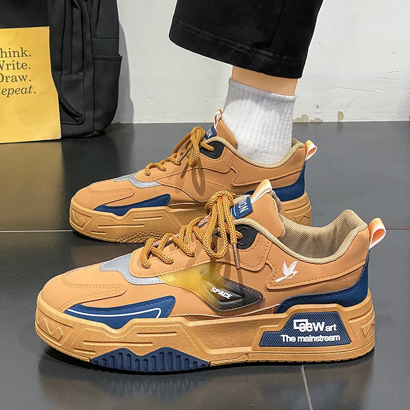 2024 Autumn New Casual Sports Shoes Men's Leather Low-Top Fashion Trend Easiest for Match Running Shoes Men's Skateboard Shoes Suitable for Outdoor Sports - SMSB 66