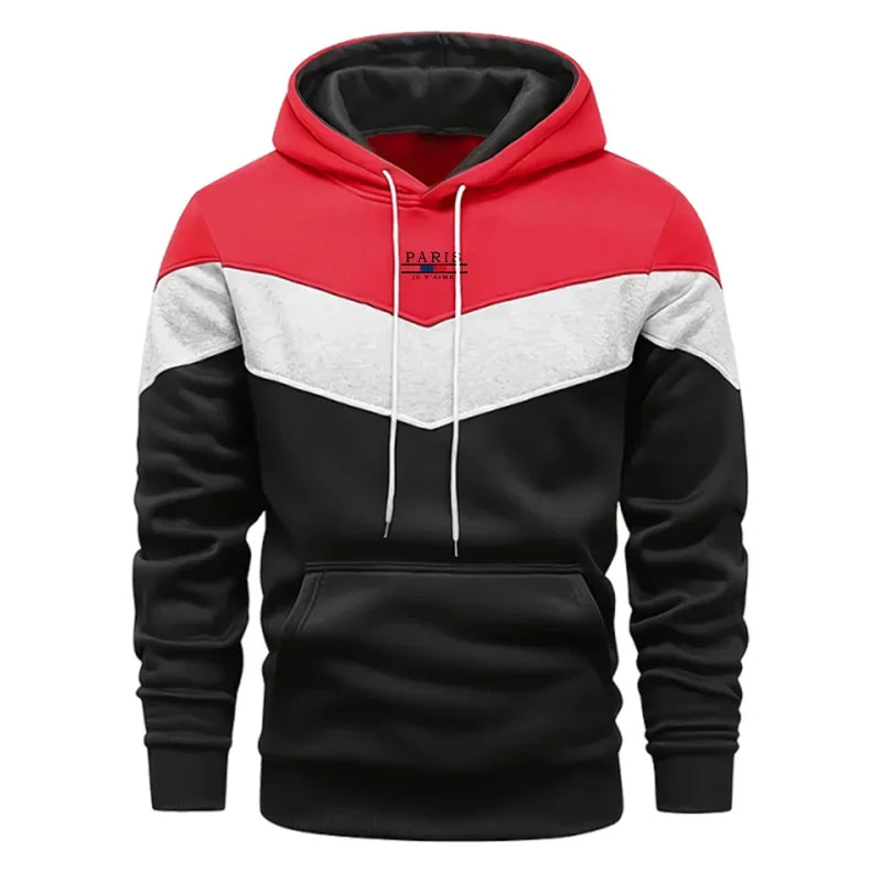 Paris Fashion Men Casual Sportswear Set Hooded Sweatshirt Winter Jogger Tracksuit Autumn Urban Trendy Hoodies Black Sweatpants - SMSB 66