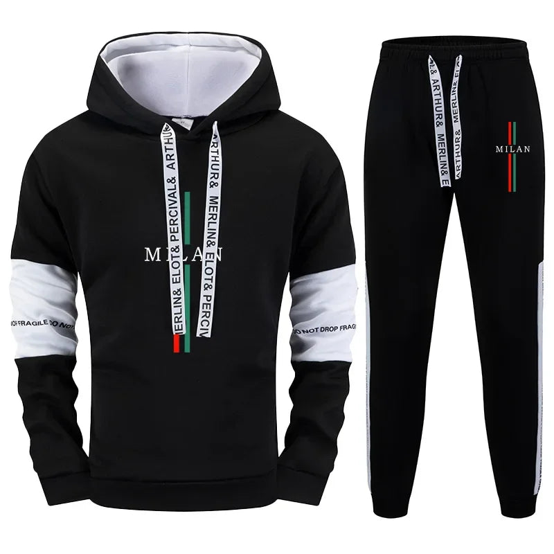 2025 Hot Sale Men's Tracksuit Hoodie Sweatpants High Quality Italy Milan Print Sweatshirt Outfit Autumn Winter Casual Sportswear - SMSB 66