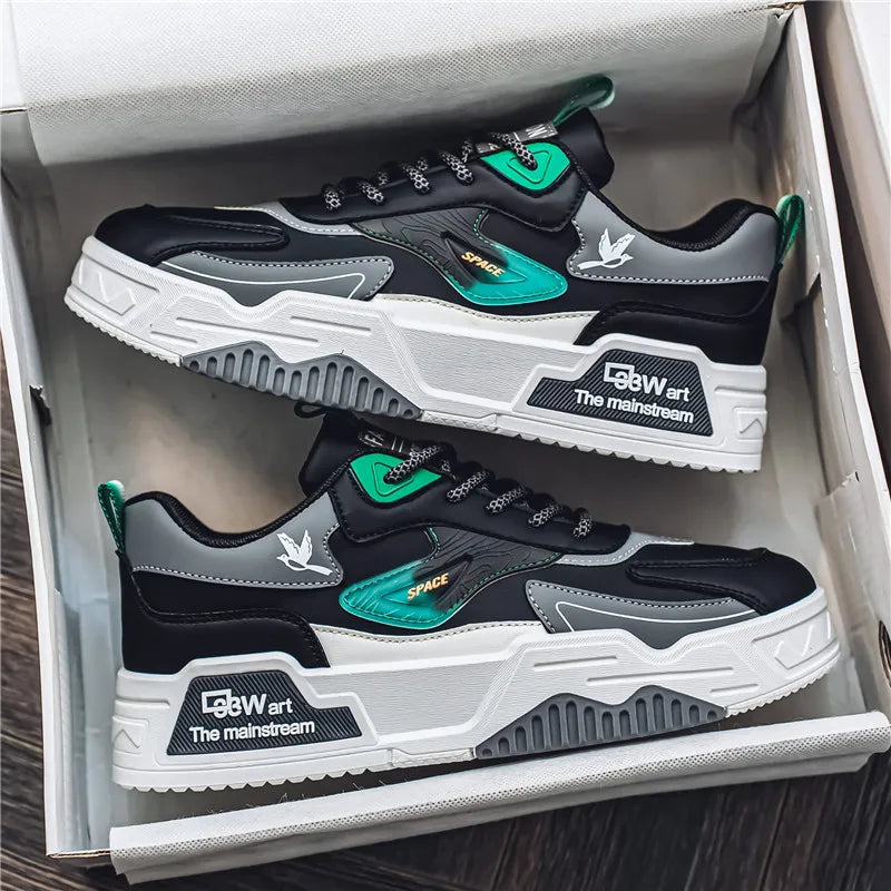 2024 Autumn New Casual Sports Shoes Men's Leather Low-Top Fashion Trend Easiest for Match Running Shoes Men's Skateboard Shoes Suitable for Outdoor Sports - SMSB 66