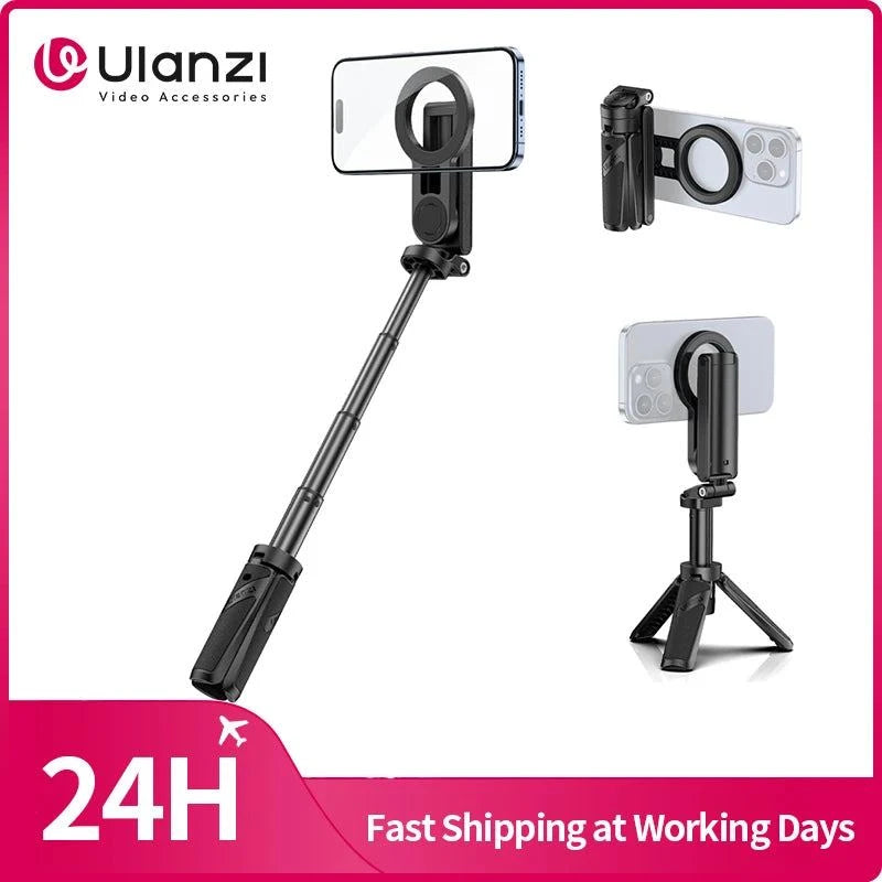 Ulanzi JJ03 Magnetic Phone Tripod Wireless Phone Grip Selfie Stick Desktop Tripod for iPhone 16 15 14 13 Pro Pro Max - SMSB 66