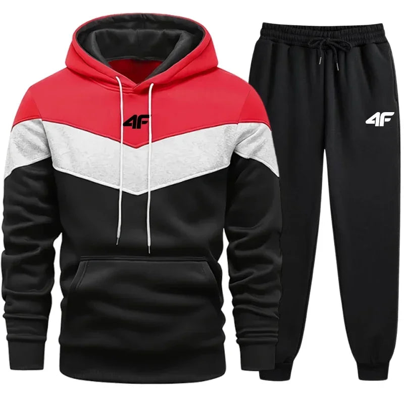Hot Sales Mens Tracksuit Print Sports Suit Sports Hoodie+Pants 2 Pcs Suit Casual Sweatshirt Suit Jogging Men's Splicing Clothing - SMSB 66