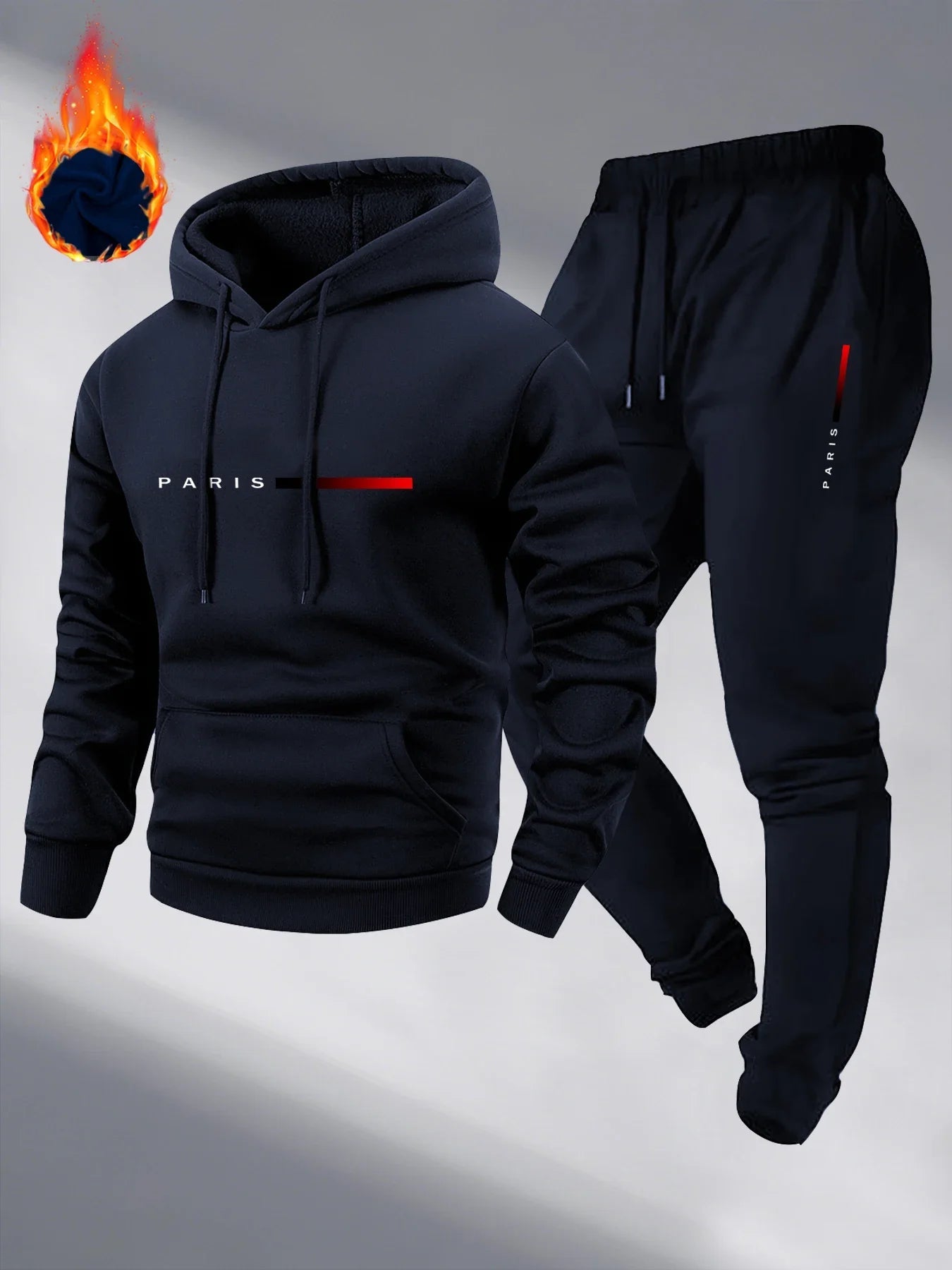 Paris Print Fashion Men's Hooded Tracksuit 2pcs Set High Quality Male Daily Casual Sports Jogging Home Outdoor Hoodie Outftis - SMSB 66