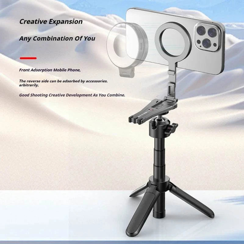 Aluminum For Magsafe Tripod Magnetic Phone Holder Universal Magnetic Phone Tripod Mount Foldable Camera Phone Tripod Stand - SMSB 66