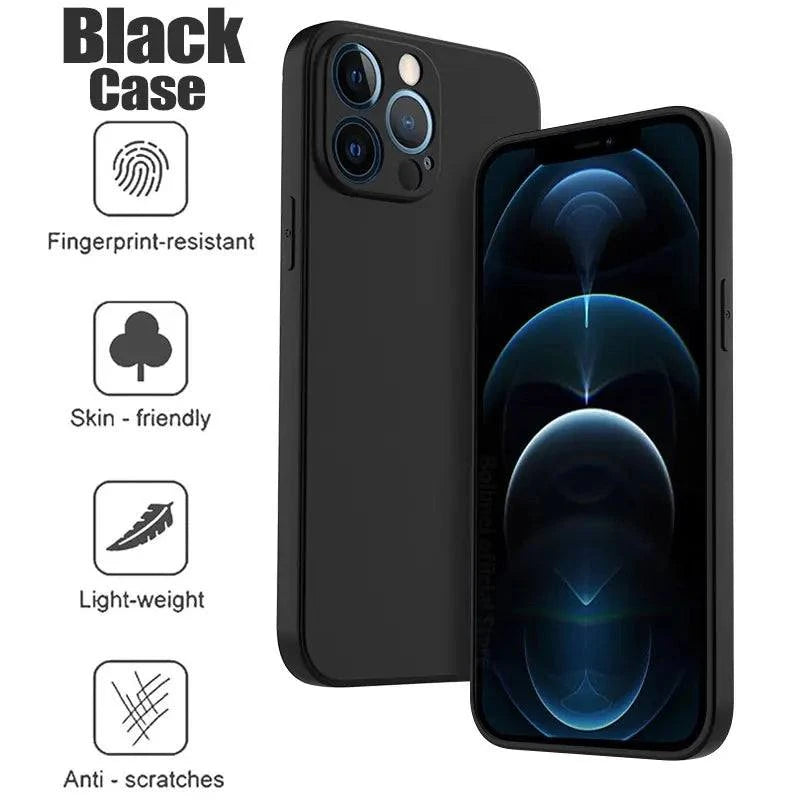 Shockproof Black Phone Case For iPhone 16 15 Pro Fundas For iphone 11 12 13 14 Pro Max 15 Plus Camera Protection Back Cover Case - SMSB 66