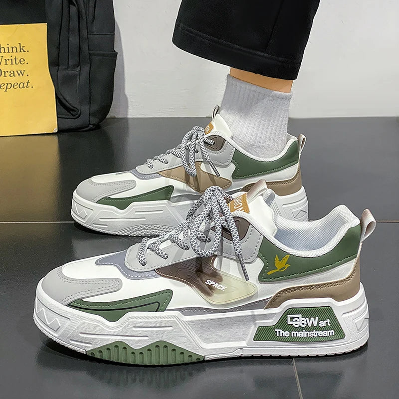 2024 Autumn New Casual Sports Shoes Men's Leather Low-Top Fashion Trend Easiest for Match Running Shoes Men's Skateboard Shoes Suitable for Outdoor Sports - SMSB 66