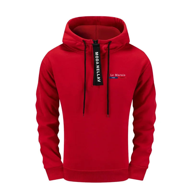 Autumn Winter Paris Fashion Mens 2 Piece Outfit Set 2025 New Half Zip Hoodie and Sweatpants Urban Streetwear Casual Tracksuit - SMSB 66