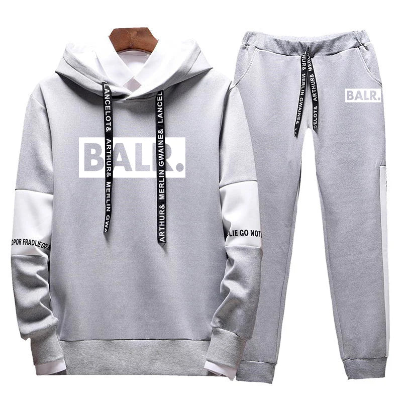 BALR 2025 Spring and Autumn New Men High Quality Fashion Lace-up Designe Sets Printing Hoodie Leisure Sweatpants Two-piece Suits - SMSB 66