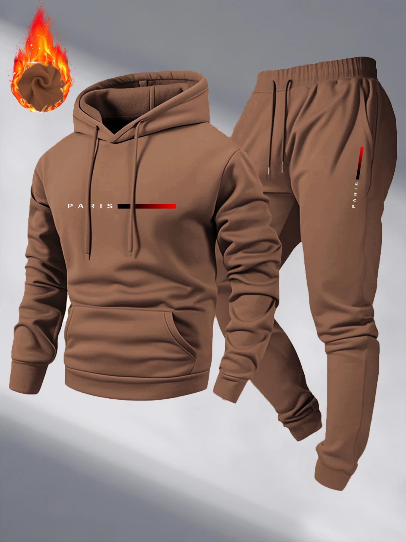 Paris Print Fashion Men's Hooded Tracksuit 2pcs Set High Quality Male Daily Casual Sports Jogging Home Outdoor Hoodie Outftis - SMSB 66