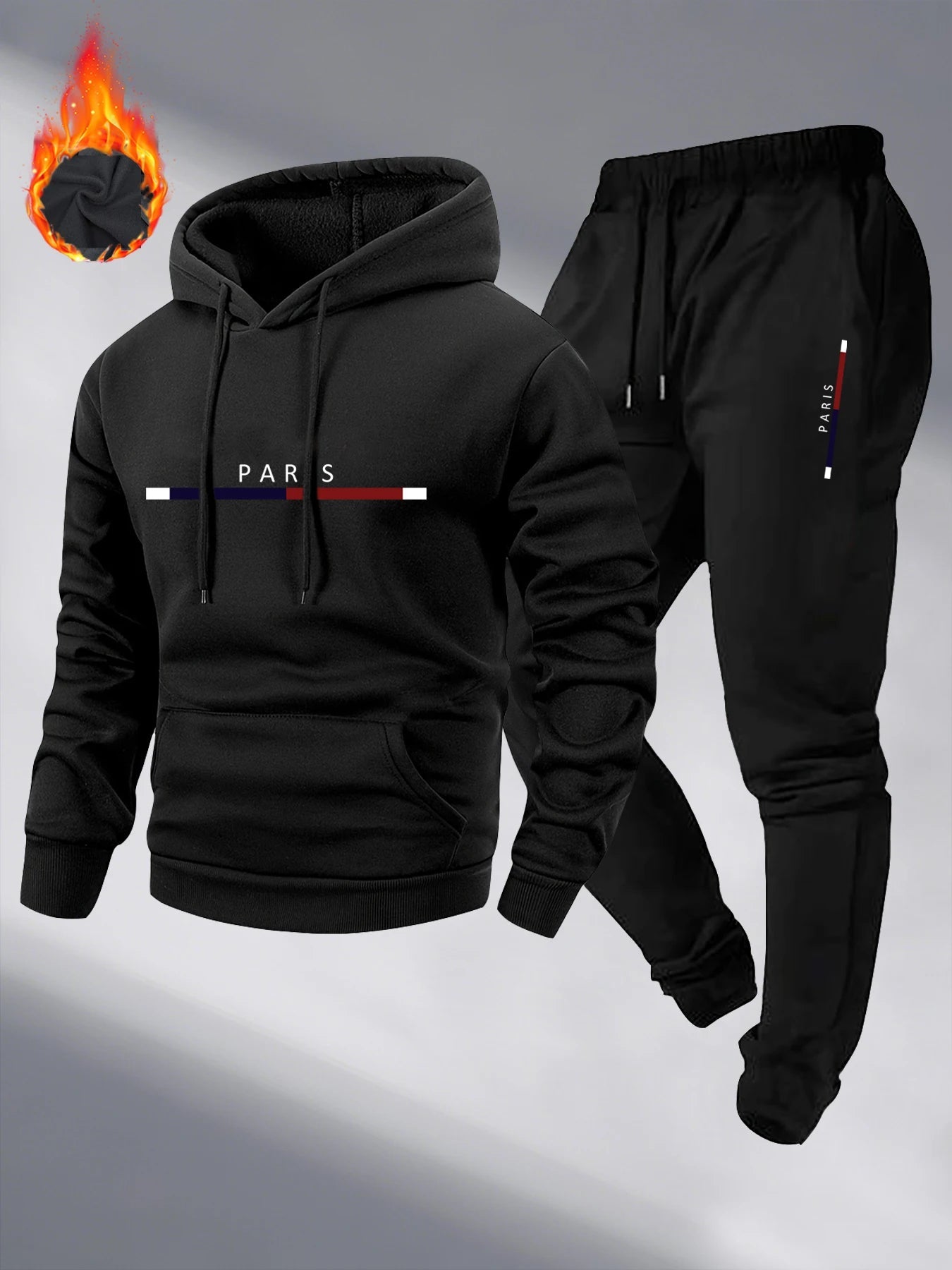 Paris Print Fashion Men's Hooded Tracksuit 2pcs Set High Quality Male Daily Casual Sports Jogging Home Outdoor Hoodie Outftis - SMSB 66