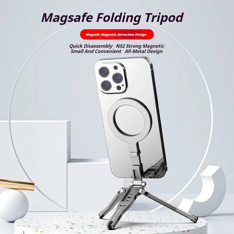 Aluminum For Magsafe Tripod Magnetic Phone Holder Universal Magnetic Phone Tripod Mount Foldable Camera Phone Tripod Stand - SMSB 66