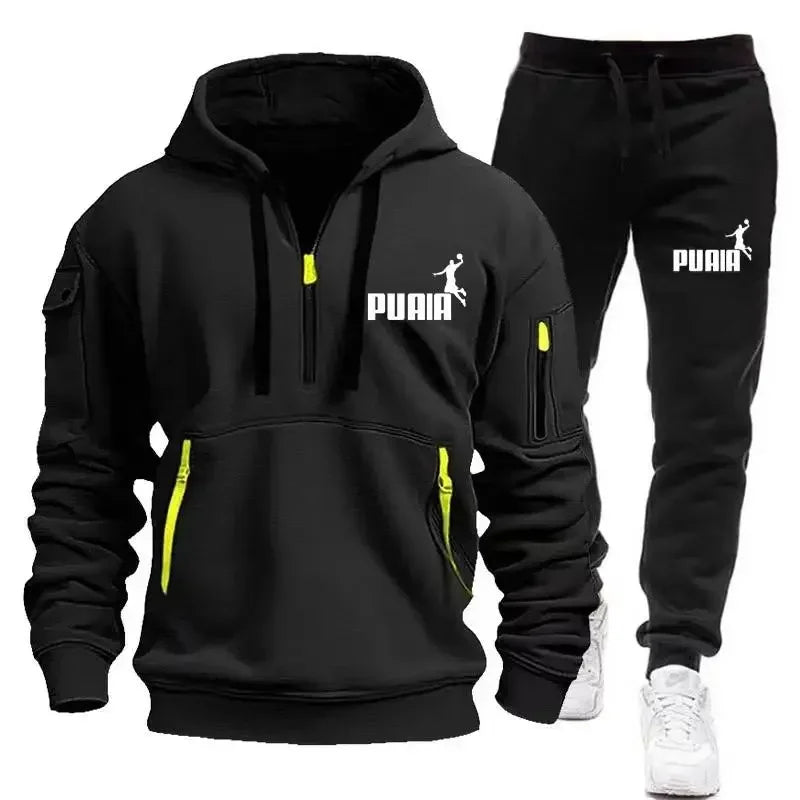 Men's tracksuit Zipper hoodie + Sweatpants 2-piece Fall/Winter Men's daily casual blazer Jogging suit Top and pants, tracksuit - SMSB 66