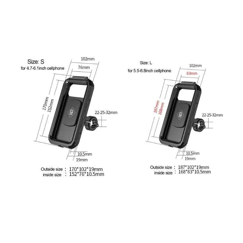 Waterproof Mobile Phone Case Bicycle Motorcycle Phone Holder Handlebar Installation For 4.7-6.8 "Phone Shockproof and Anti-fall - SMSB 66