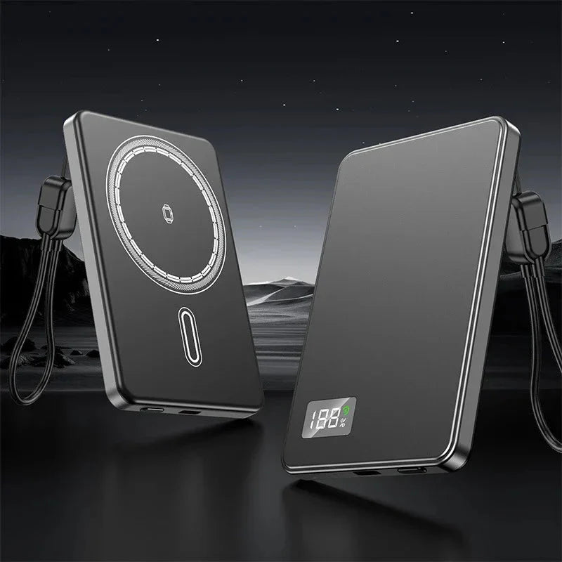 Magnetic power bank wireless ultra slim 30000mAh portable charger with digital display and fast charging for iPhone