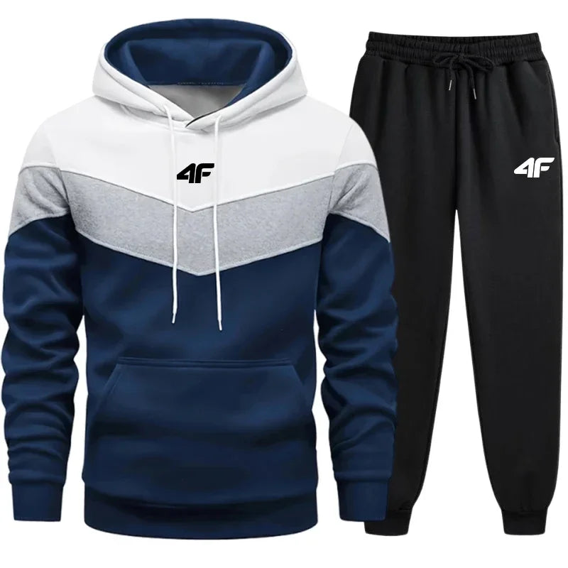 Hot Sales Mens Tracksuit Print Sports Suit Sports Hoodie+Pants 2 Pcs Suit Casual Sweatshirt Suit Jogging Men's Splicing Clothing - SMSB 66