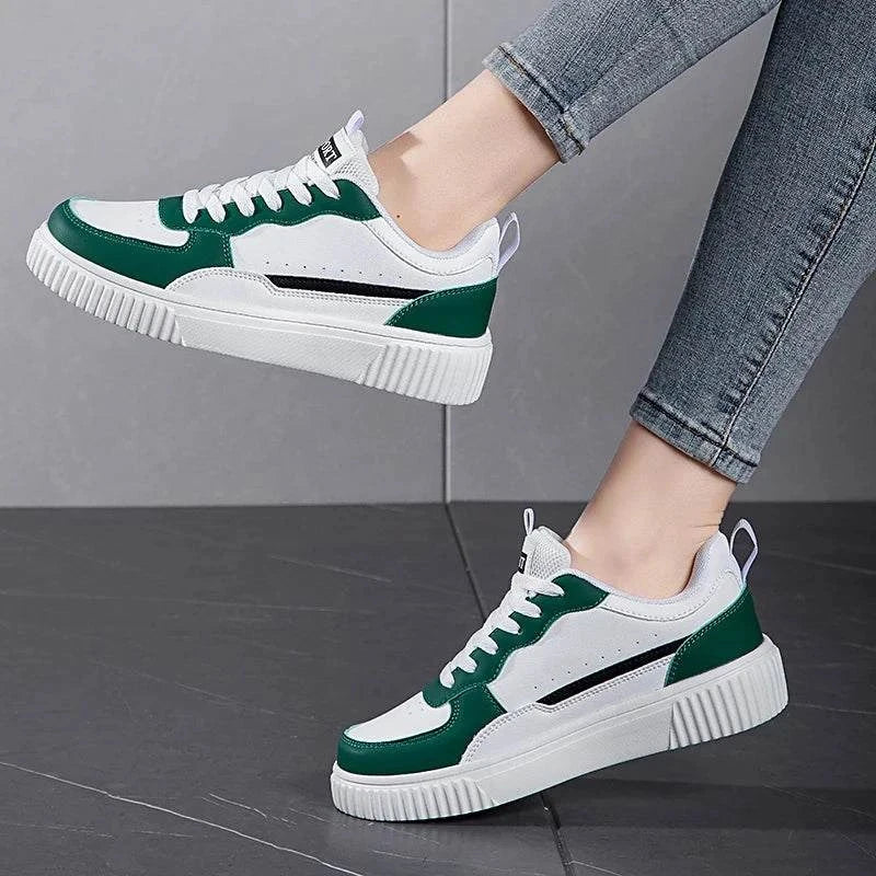 Lightweight breathable green and white skateboarding sneakers for women and men outdoors