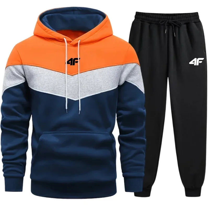 Hot Sales Mens Tracksuit Print Sports Suit Sports Hoodie+Pants 2 Pcs Suit Casual Sweatshirt Suit Jogging Men's Splicing Clothing - SMSB 66