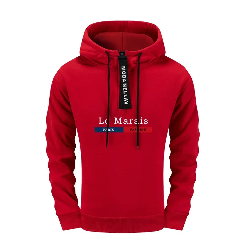 Autumn Winter Paris Fashion Mens 2 Piece Outfit Set 2025 New Half Zip Hoodie and Sweatpants Urban Streetwear Casual Tracksuit - SMSB 66