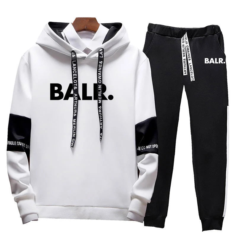 BALR 2025 Spring and Autumn New Men High Quality Fashion Lace-up Designe Sets Printing Hoodie Leisure Sweatpants Two-piece Suits - SMSB 66
