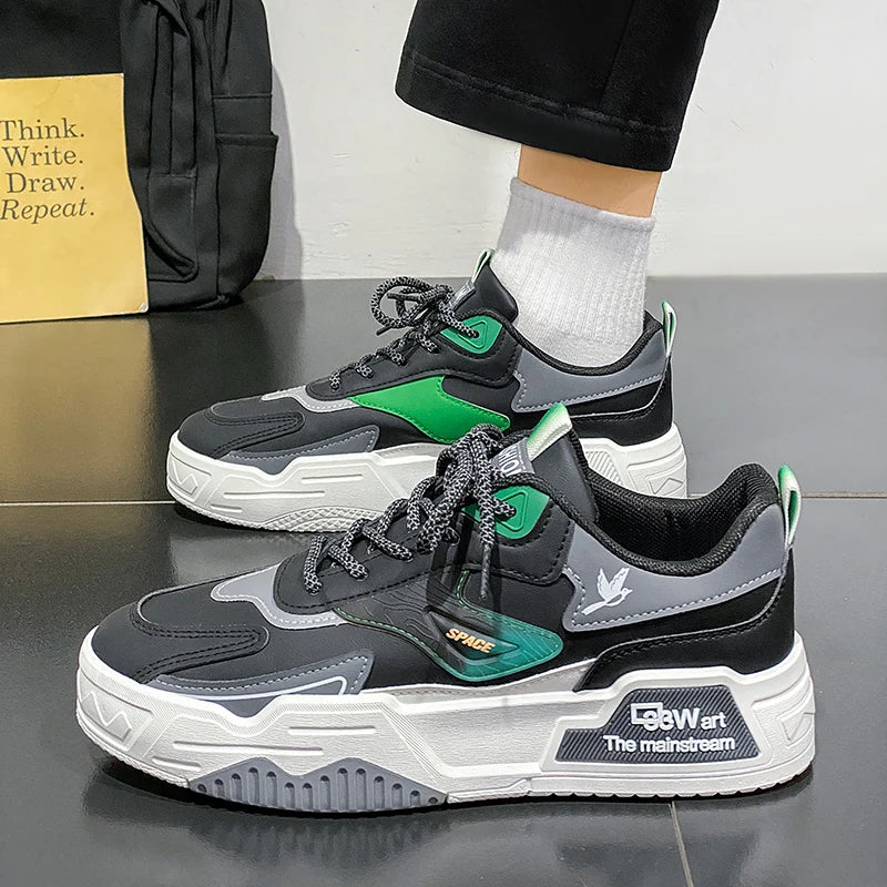 2024 Autumn New Casual Sports Shoes Men's Leather Low-Top Fashion Trend Easiest for Match Running Shoes Men's Skateboard Shoes Suitable for Outdoor Sports - SMSB 66