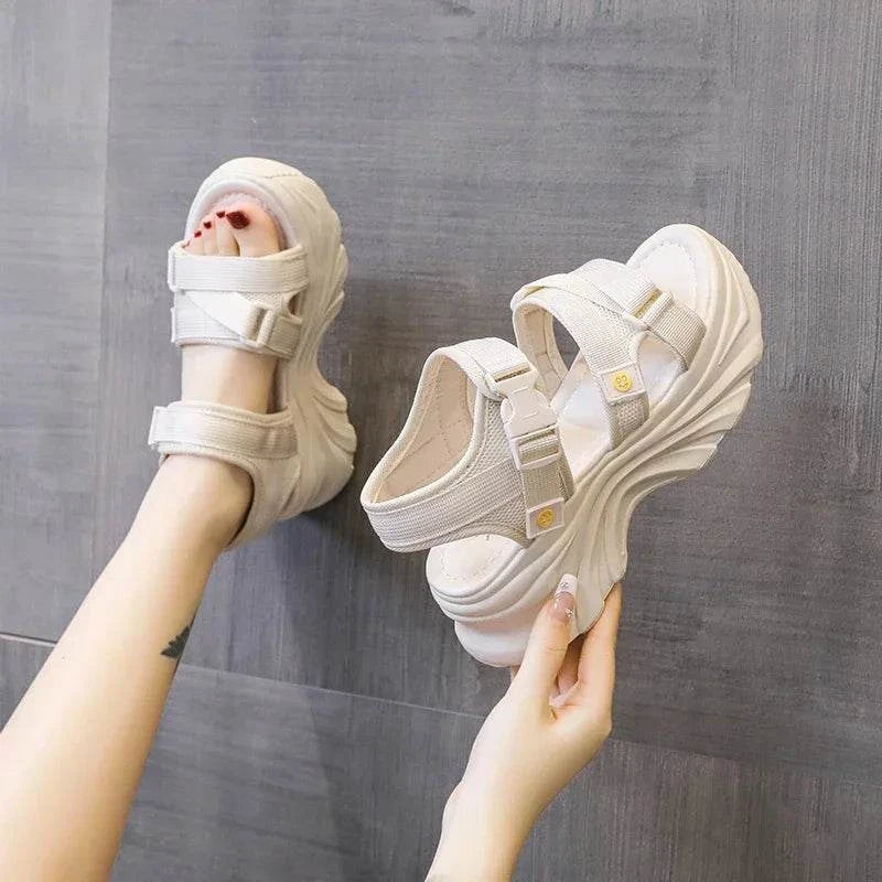 Summer Thick-soled Elevated Beach Casual Sneakers, Fashionable, Breathable and Comfortable Women's Sandals Zapatos Mujer - SMSB 66