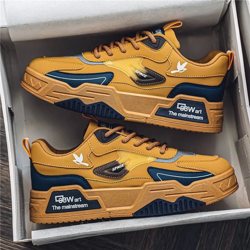 2024 Autumn New Casual Sports Shoes Men's Leather Low-Top Fashion Trend Easiest for Match Running Shoes Men's Skateboard Shoes Suitable for Outdoor Sports - SMSB 66