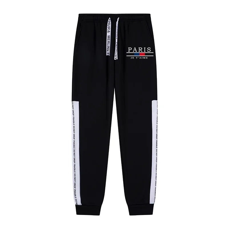 Autumn Winter Men Tracksuit Printing Casual Hooded Sweatshirt+Sweatpants 2 Piece Set Luxury Black White Daily Commuting Clothing - SMSB 66