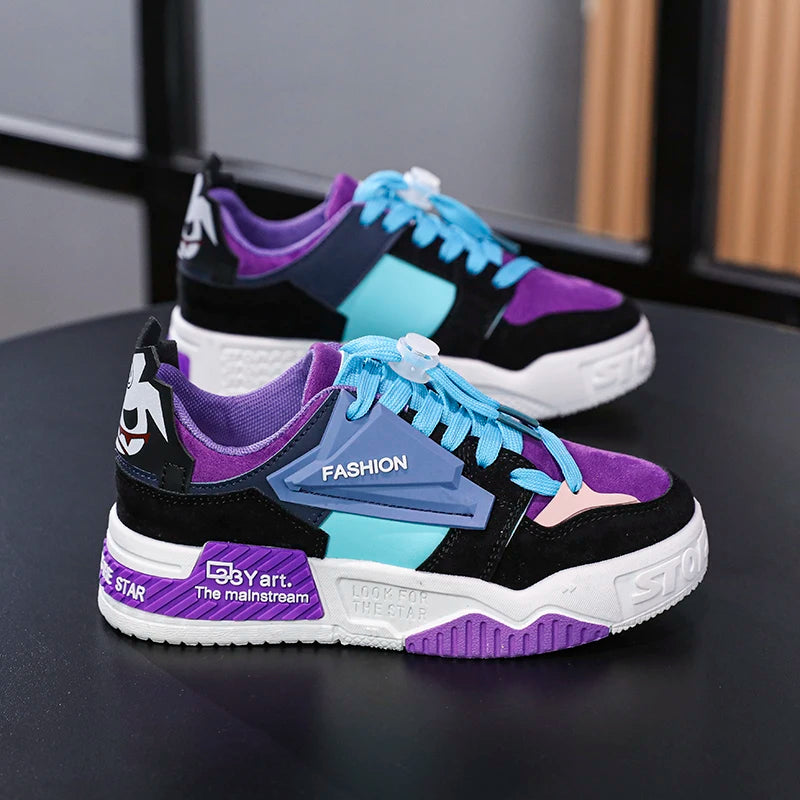 Low top boys' sneakers 2024 new leather children's student casual shoes fashion trend wear-resistant non-slip board shoes - SMSB 66