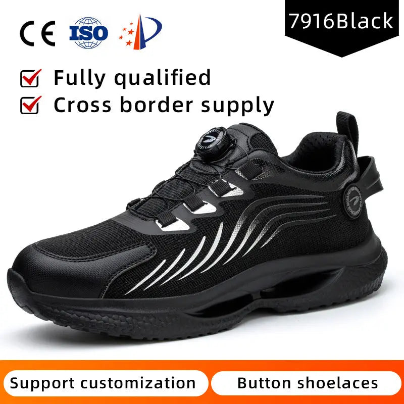 Safety shoes anti smashing anti piercing anti slip wear-resistant steel toe shoes lazy no tie safety shoes - SMSB 66