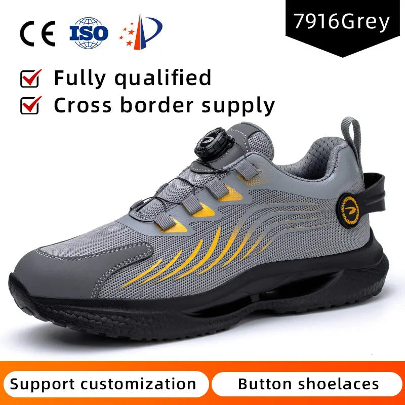 Safety shoes anti smashing anti piercing anti slip wear-resistant steel toe shoes lazy no tie safety shoes - SMSB 66