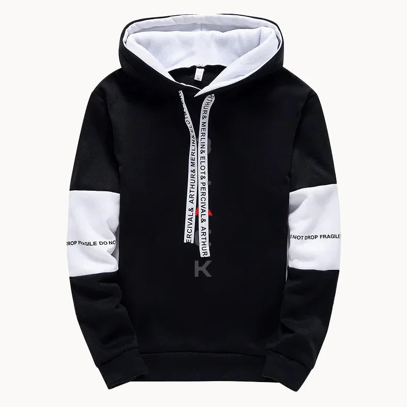 Black Letter Print Hoodie Sweatpants Urban Casual Fashion Men's Tracksuit Autumn Winter Home Outdoor Comfort Warm Sporty Outfits - SMSB 66