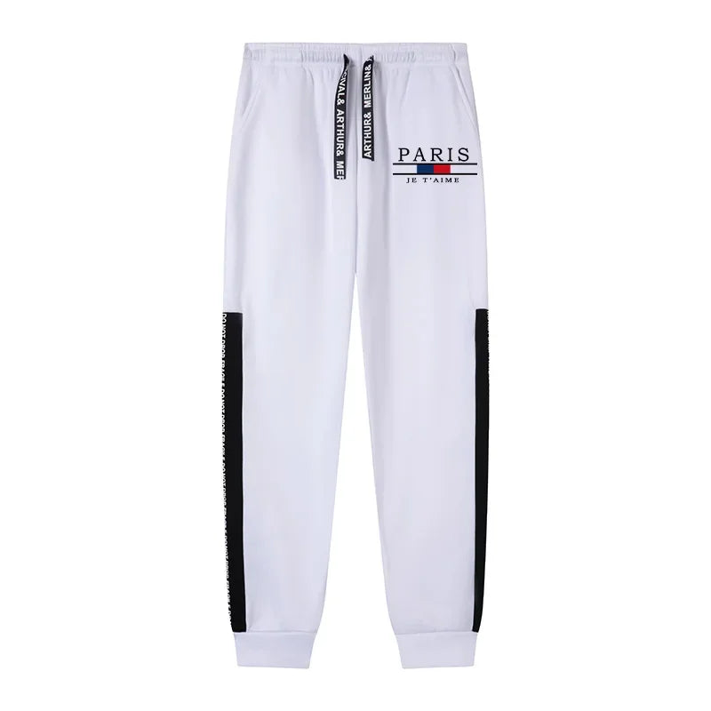 Autumn Winter Men Tracksuit Printing Casual Hooded Sweatshirt+Sweatpants 2 Piece Set Luxury Black White Daily Commuting Clothing - SMSB 66