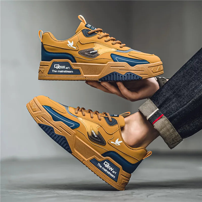 2024 Autumn New Casual Sports Shoes Men's Leather Low-Top Fashion Trend Easiest for Match Running Shoes Men's Skateboard Shoes Suitable for Outdoor Sports - SMSB 66