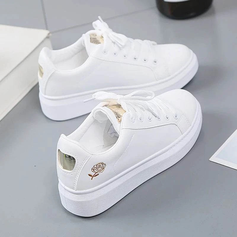 2024 Spring and Summer New Women's Shoes Leather Ventilated Sports Style Casual Shoes Board Shoes Small White Shoes INS Low Top - SMSB 66