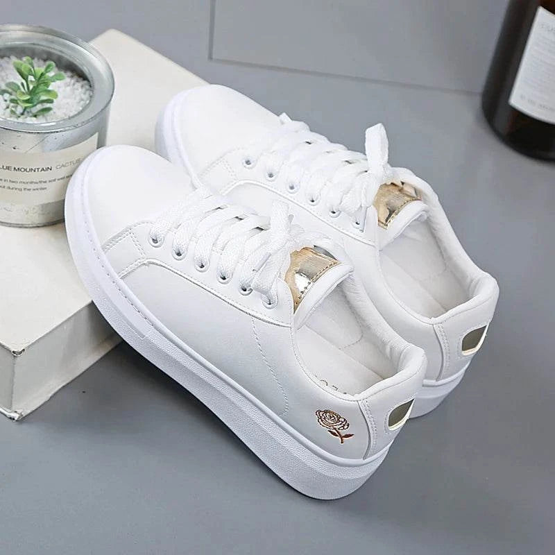 2024 Spring and Summer New Women's Shoes Leather Ventilated Sports Style Casual Shoes Board Shoes Small White Shoes INS Low Top - SMSB 66