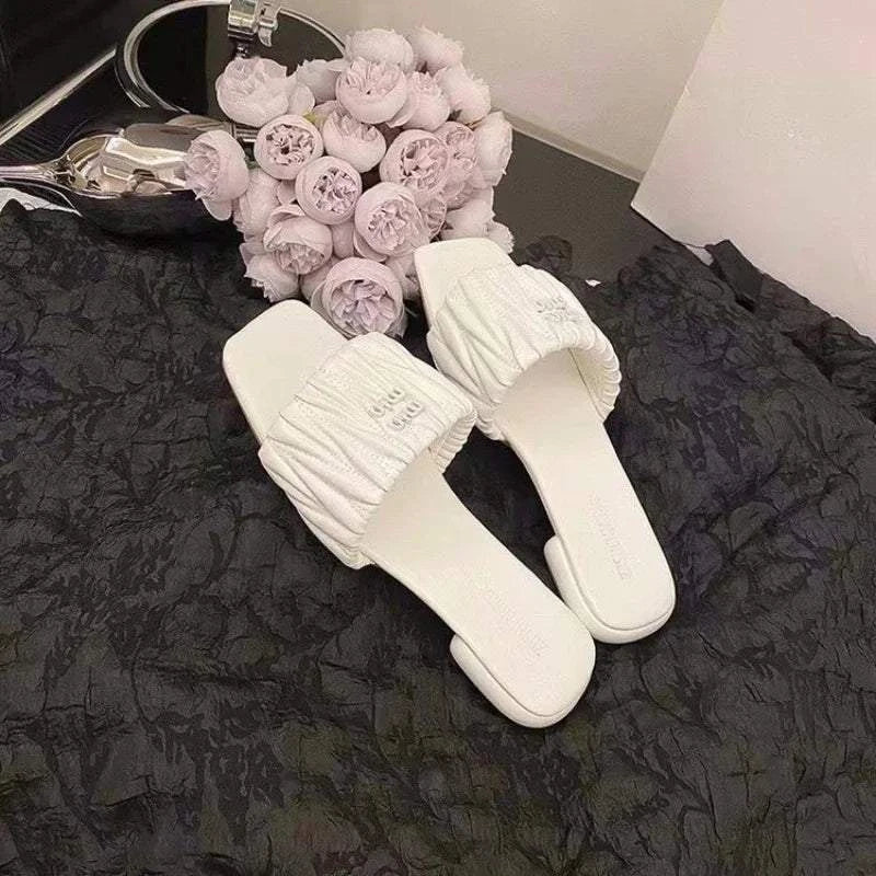 Summer Open Toe Fashion Solid Color Square Toe Lightweight New Slippers Square Heel Casual Comfortable Elegant Women's Shoes - SMSB 66