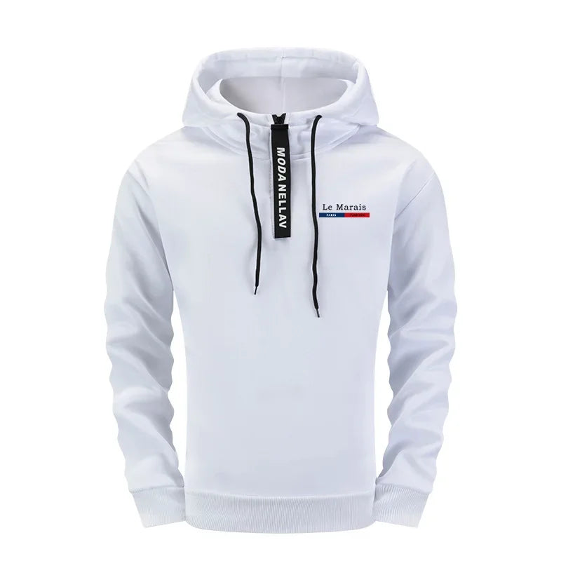 Autumn Winter Paris Fashion Mens 2 Piece Outfit Set 2025 New Half Zip Hoodie and Sweatpants Urban Streetwear Casual Tracksuit - SMSB 66