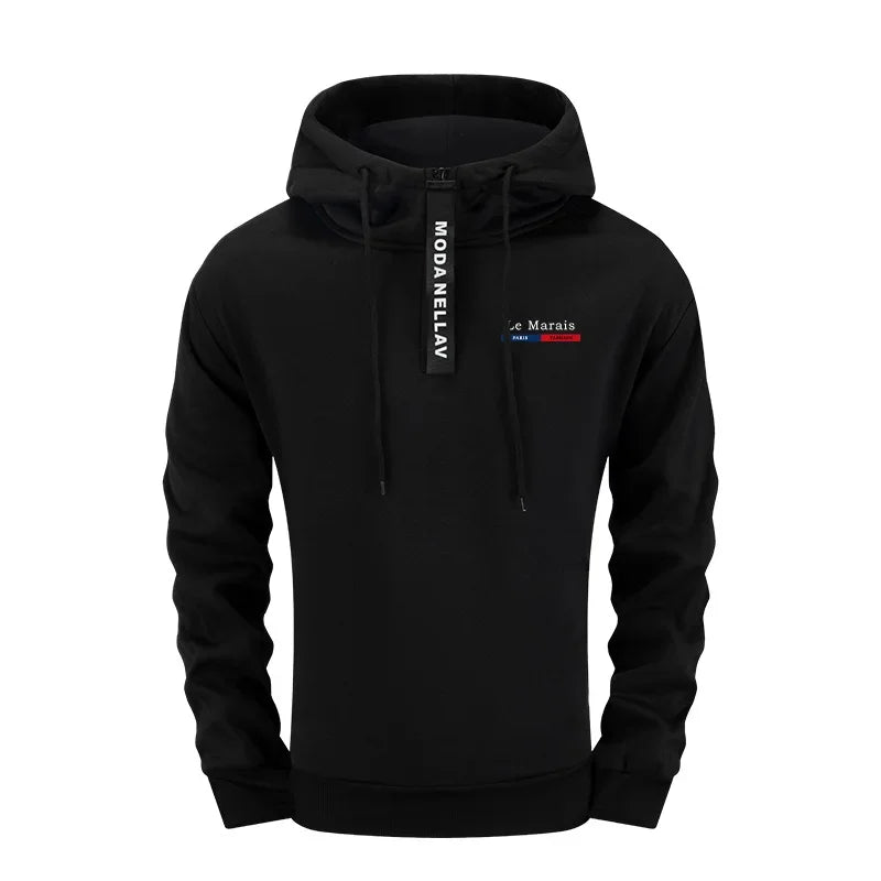 Autumn Winter Paris Fashion Mens 2 Piece Outfit Set 2025 New Half Zip Hoodie and Sweatpants Urban Streetwear Casual Tracksuit - SMSB 66