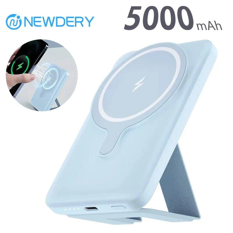 5000mAh Magsafe Power Bank wireless fast charger for iPhone with 20W output and foldable stand