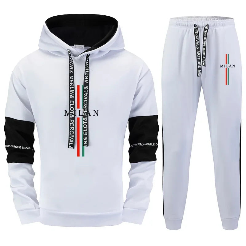 2025 Hot Sale Men's Tracksuit Hoodie Sweatpants High Quality Italy Milan Print Sweatshirt Outfit Autumn Winter Casual Sportswear - SMSB 66