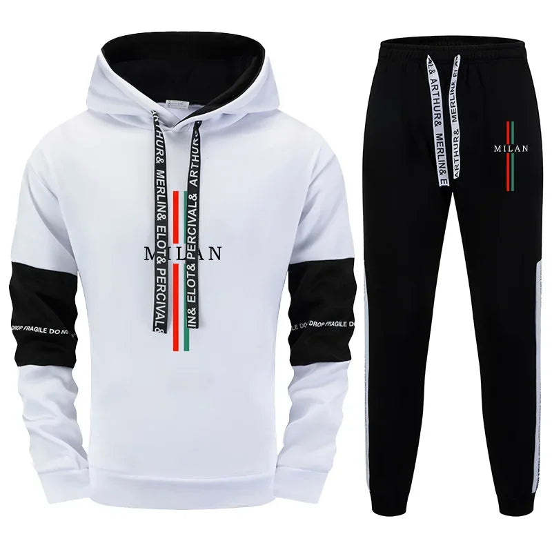 2025 Hot Sale Men's Tracksuit Hoodie Sweatpants High Quality Italy Milan Print Sweatshirt Outfit Autumn Winter Casual Sportswear - SMSB 66