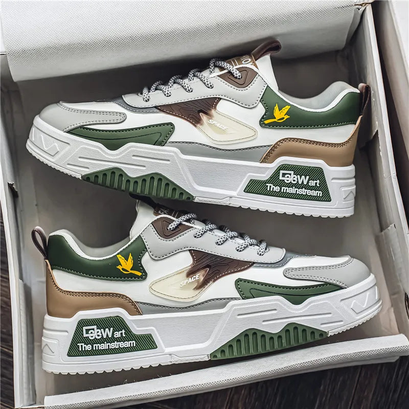 2024 Autumn New Casual Sports Shoes Men's Leather Low-Top Fashion Trend Easiest for Match Running Shoes Men's Skateboard Shoes Suitable for Outdoor Sports - SMSB 66