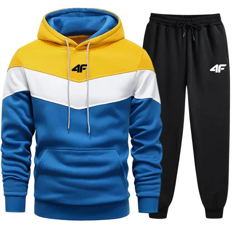 Hot Sales Mens Tracksuit Print Sports Suit Sports Hoodie+Pants 2 Pcs Suit Casual Sweatshirt Suit Jogging Men's Splicing Clothing - SMSB 66
