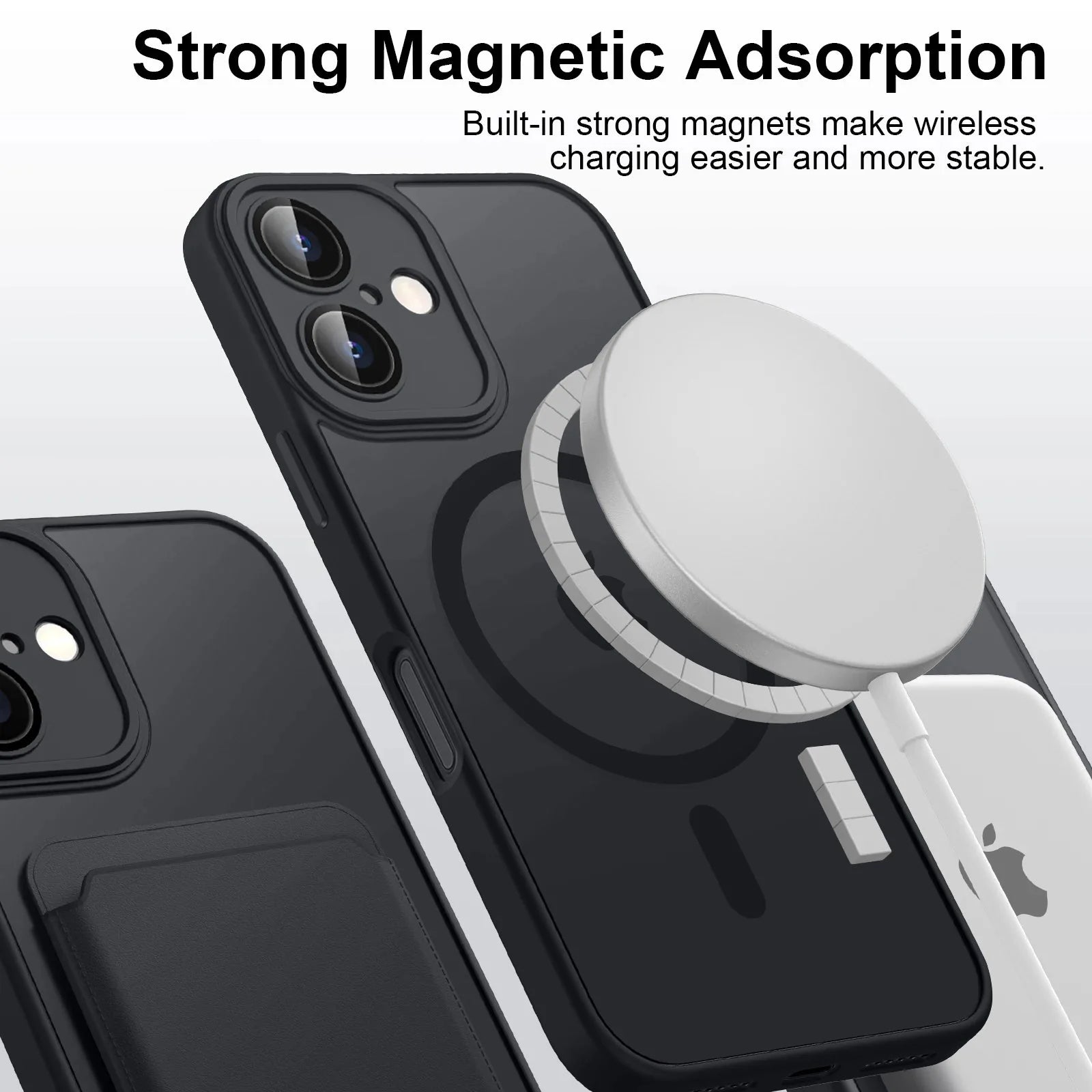 Luxury magnetic matte translucent armor shockproof case compatible with iPhone 11 to 16 and MagSafe wireless charging