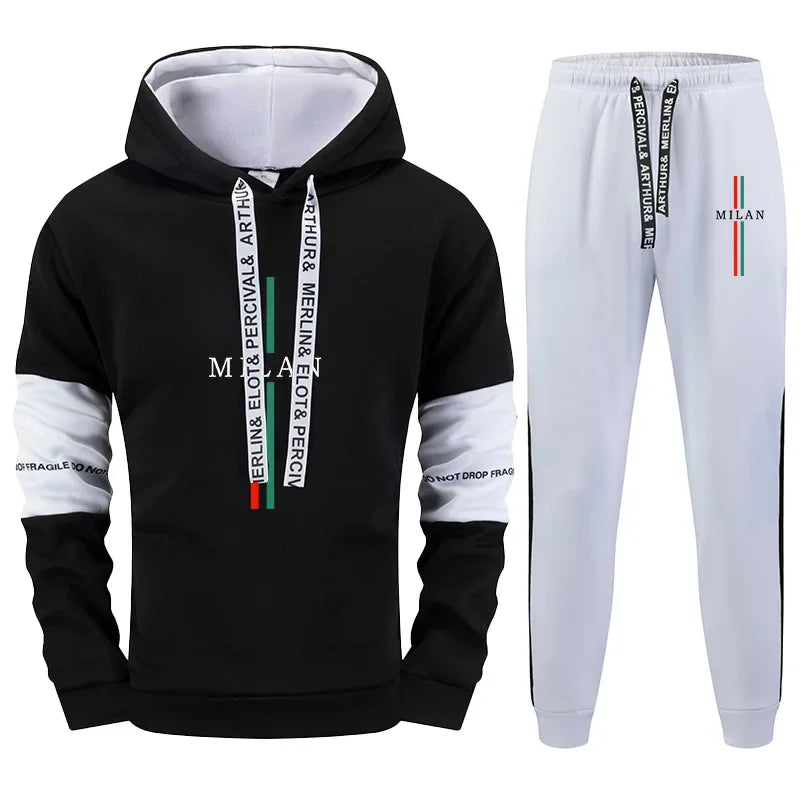 2025 Hot Sale Men's Tracksuit Hoodie Sweatpants High Quality Italy Milan Print Sweatshirt Outfit Autumn Winter Casual Sportswear - SMSB 66